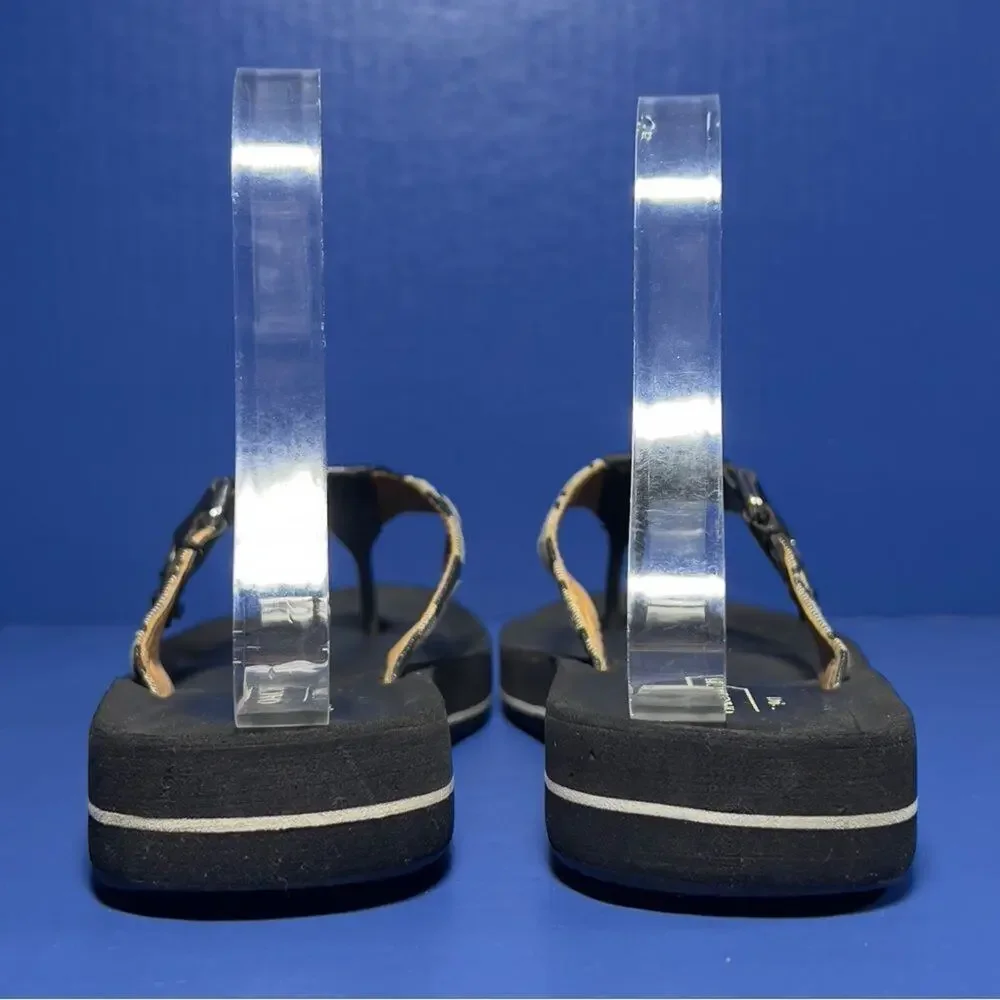 Coach Jada‎ Monogram Leather Sandals Black Womens 7.5B A1563